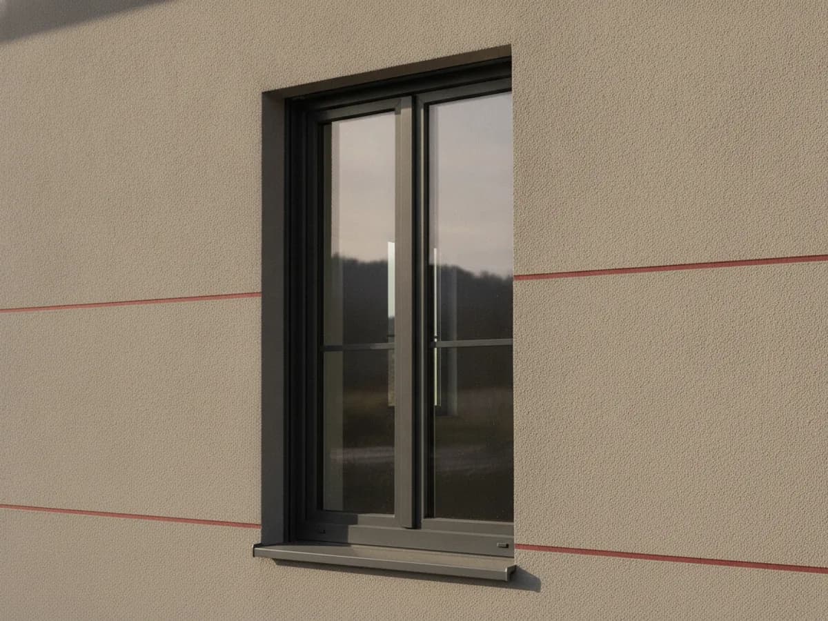 Aluminiumfenster in Anthrazit an moderner Fassade