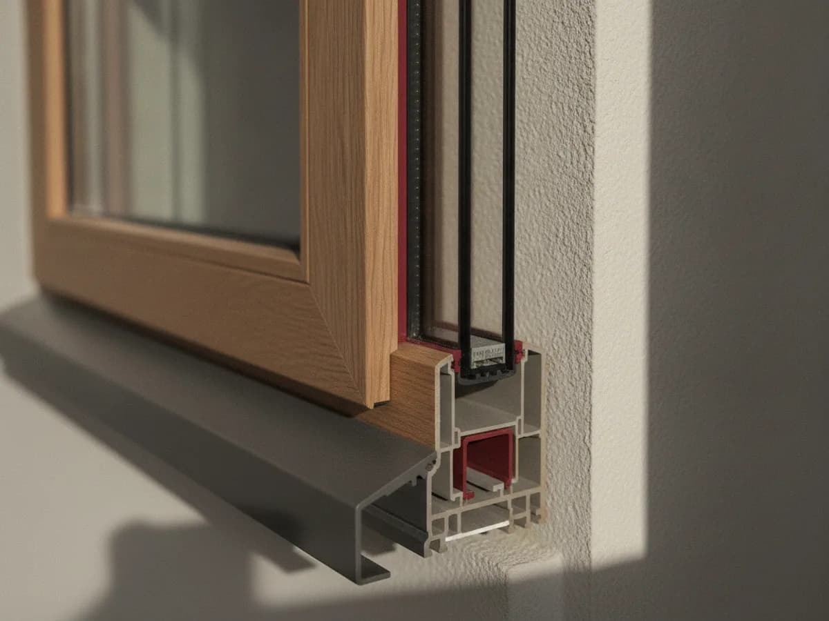Holz-Aluminium-Fenster im Detail, Holz innen und Aluminium außen